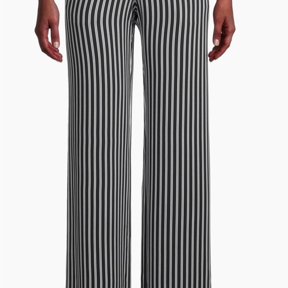 NWT MICHAEL  Michael Kors Stripe Straight Leg Pant Black & Cream Size 6 - Picture 4 of 14